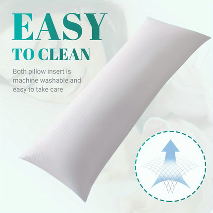 Machine Washable Full Body Pillow - Compressible, Knitted Polyester Cover & Fiber Filling