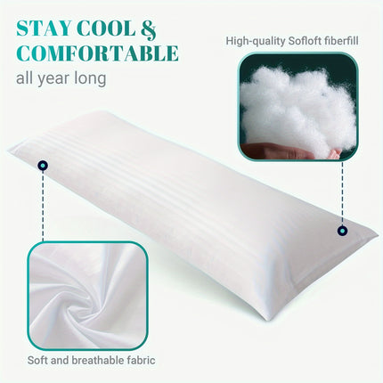 Machine Washable Full Body Pillow - Compressible, Knitted Polyester Cover & Fiber Filling