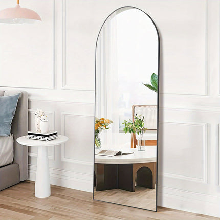 Floor Mirror with Aluminum Alloy Frame, Standing Full Body Mirror with Shatter