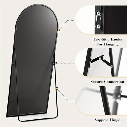 Floor Mirror with Aluminum Alloy Frame, Standing Full Body Mirror with Shatter
