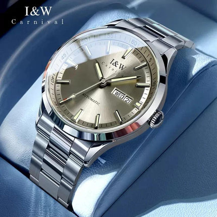 Automatic Watch, Men'S Stainless Steel Synthetic Sapphire Miyota Movement Mechanical Timepiece