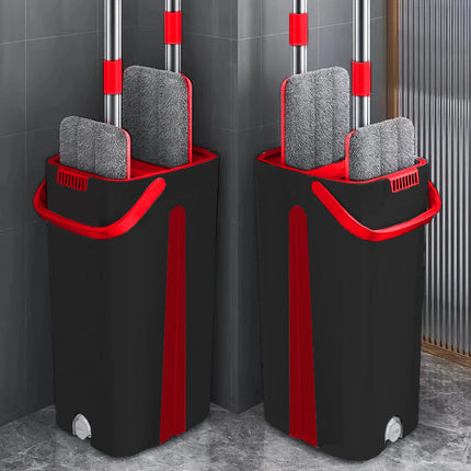 Mop And Bucket Set With 2/6 Microfiber Pads - Wet & Dry Use For Home And Commercial Spaces