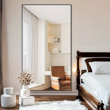 Floor Mirror with Stand Aluminum Alloy Frame Full Body Mirror Standing Hanging or Leaning Against Wall