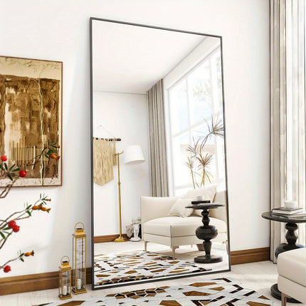 Floor Mirror with Stand Aluminum Alloy Frame Full Body Mirror Standing Hanging or Leaning Against Wall