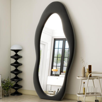 71" x 30" Irregular Full Length Mirror with Flannel Wrapped Wooden Frame Extra Large Full Mirror