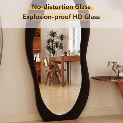 71" x 30" Irregular Full Length Mirror with Flannel Wrapped Wooden Frame Extra Large Full Mirror