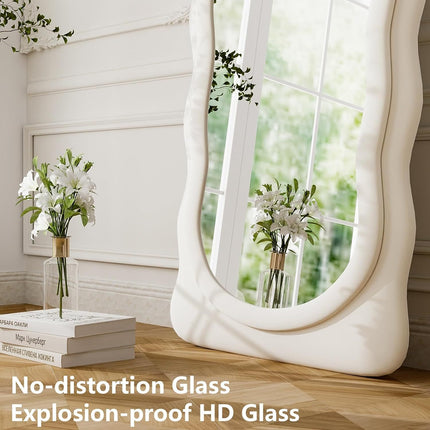 Full-Length Mirror with Flannel Frame - Extra Large Wall Mirror for Cloakroom, Bedroom, Living Room
