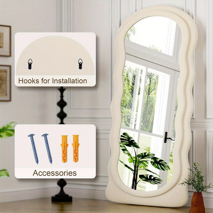 Full-Length Mirror with Flannel Frame - Extra Large Wall Mirror for Cloakroom, Bedroom, Living Room