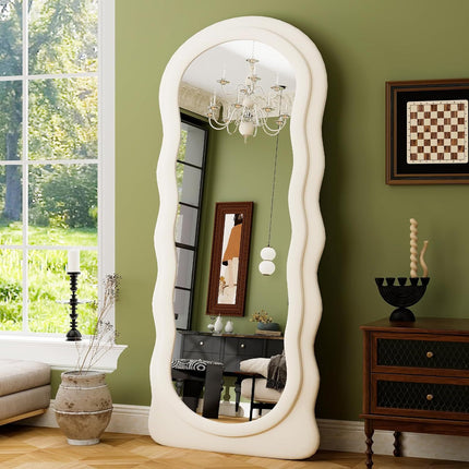 Full-Length Mirror with Flannel Frame - Extra Large Wall Mirror for Cloakroom, Bedroom, Living Room