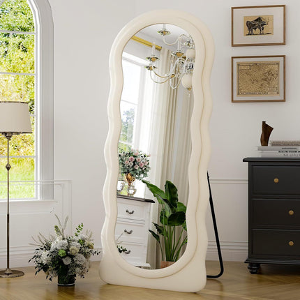 Full-Length Mirror with Flannel Frame - Extra Large Wall Mirror for Cloakroom, Bedroom, Living Room
