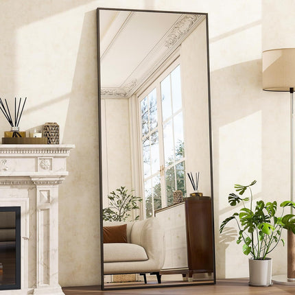 Floor Mirror Full Length Mirror 26" x 71" Rectangle, Aluminum Frame Free-Standing Wall