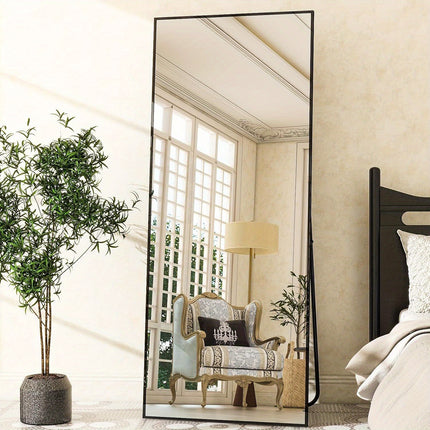 Floor Mirror Full Length Mirror 26" x 71" Rectangle, Aluminum Frame Free-Standing Wall
