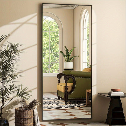 Floor Mirror Full Length Mirror 26" x 71" Rectangle, Aluminum Frame Free-Standing Wall