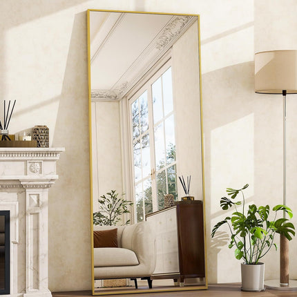 Floor Mirror Full Length Mirror 26" x 71" Rectangle, Aluminum Frame Free-Standing Wall