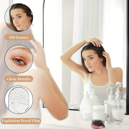 76" X 34" Arch Floor Mirror With Stand, Aluminum Alloy Frame Full Body Mirror