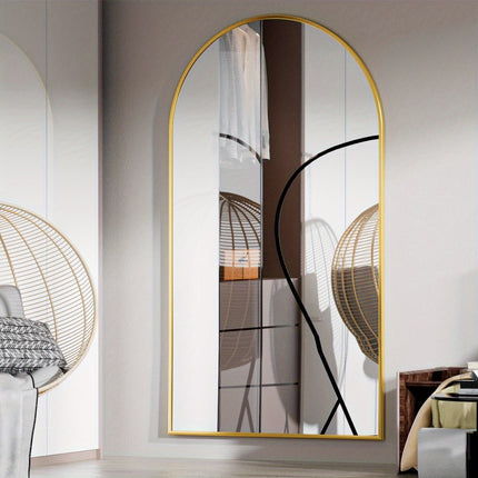 76" X 34" Arch Floor Mirror With Stand, Aluminum Alloy Frame Full Body Mirror