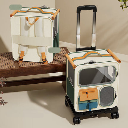Oxford Cloth Pet Backpack with Zipper, Portable Large Capacity Dog & Cat Travel Carrier Bag with Ventilated Design for Outing and Car Rides