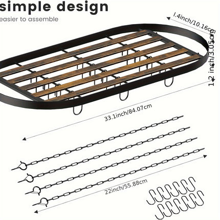 Hanging Pot Rack Ceiling Mount, Pot Pots and Pans Organizer, Heavy Duty Cooking Hanger with 12 Hooks