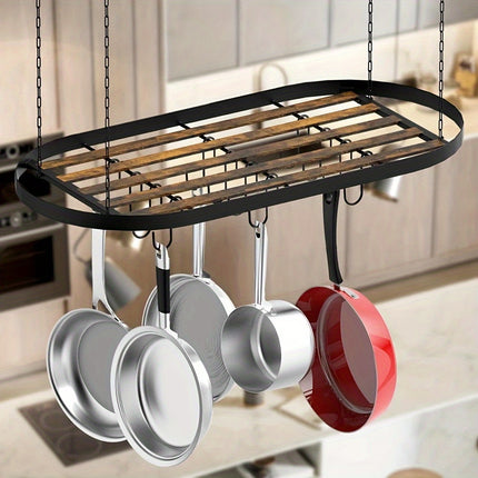 Hanging Pot Rack Ceiling Mount, Pot Pots and Pans Organizer, Heavy Duty Cooking Hanger with 12 Hooks