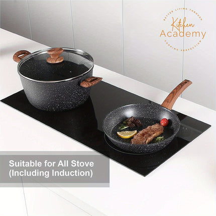 17-Piece Premium Green Granite Induction Cookware Set