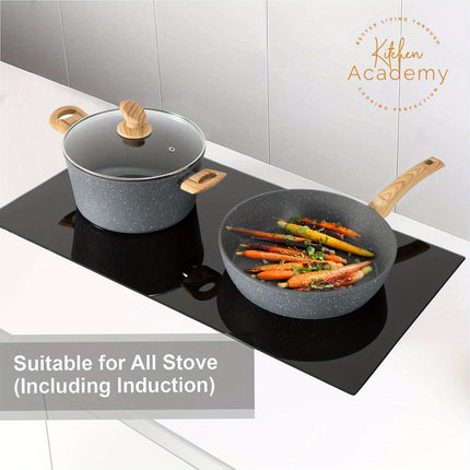17-Piece Premium Green Granite Induction Cookware Set