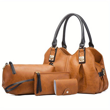 Vintage Women's Casual Tote Shoulder Bag - Large Capacity, Multi-pocket, Diagonal Span Bag