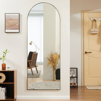 1pc Full Length Mirror With Stand, 64"x21" Floor Mirror With Aluminum Alloy Frame For Bedroom