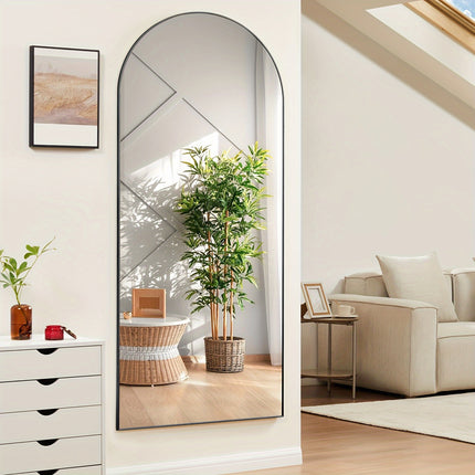 1pc Full Length Mirror With Stand, 64"x21" Floor Mirror With Aluminum Alloy Frame For Bedroom