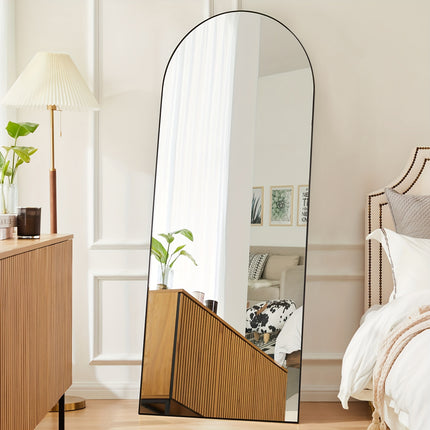 1pc Full Length Mirror With Stand, 64"x21" Floor Mirror With Aluminum Alloy Frame For Bedroom