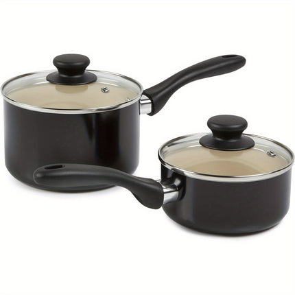 11 Piece Cookware Set, made without PFOA & PTFE, Black/Cream