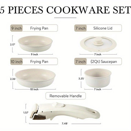 Cookware Sets, Non Stick Pots and Pans Set Detachable Handle