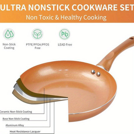 Set Ultra Nonstick, Pre-Installed 11pcs Cookware
