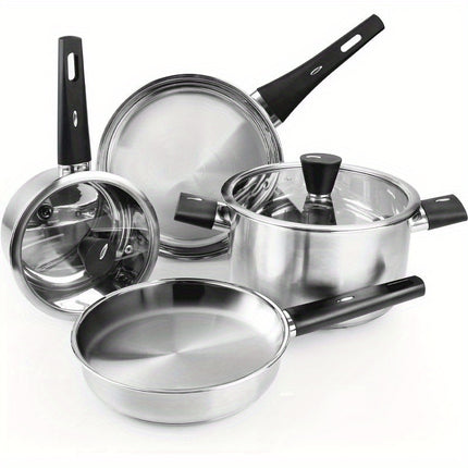 Stainless Steel Pots and Pans Set Nonstick, 6-Piece Kitchen Cookware Sets with Stay-Cool Handles