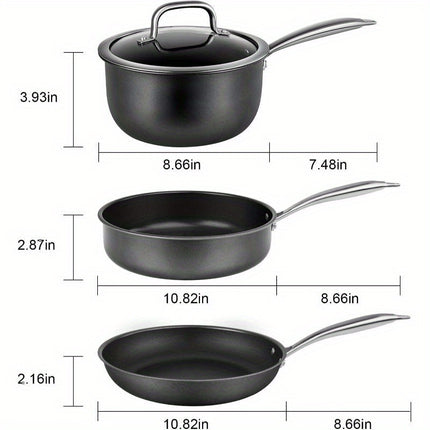 Stainless Steel Pots And Pans Set 4pcs With Lid, Induction Cookware For Oven & Dishwasher