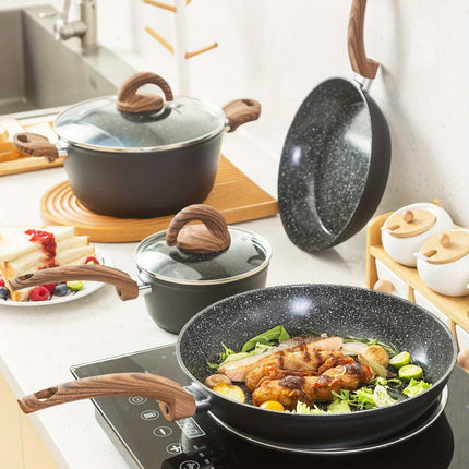 Cookware Set Kitchen Cooking Sets Induction Pot and Pan w/Frying Pans, Saucepans, Casserole