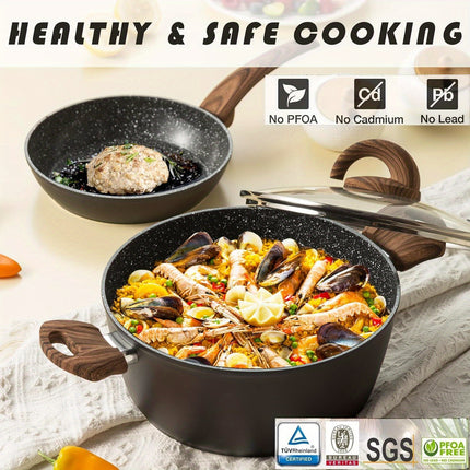 Cookware Set Kitchen Cooking Sets Induction Pot and Pan w/Frying Pans, Saucepans, Casserole