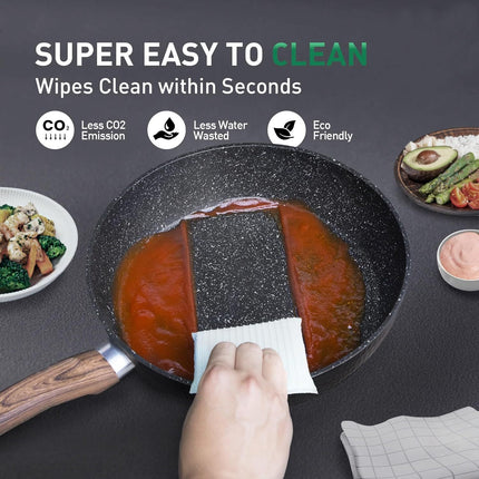 15 Pcs Non Toxic Hammered Cookware Set, Black Granite Induction Kitchen Cooking Sets