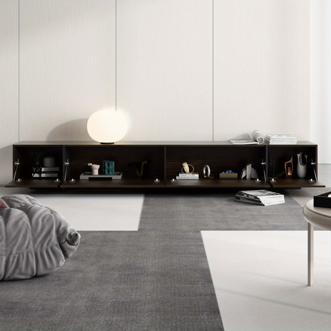 Modern TV Stand - 95.7" Wide with 4 Flip-Down Doors - Large Media Console & Gaming Center