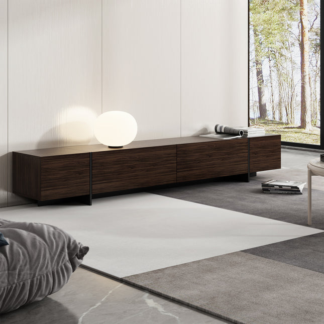 Modern TV Stand - 95.7" Wide with 4 Flip-Down Doors - Large Media Console & Gaming Center