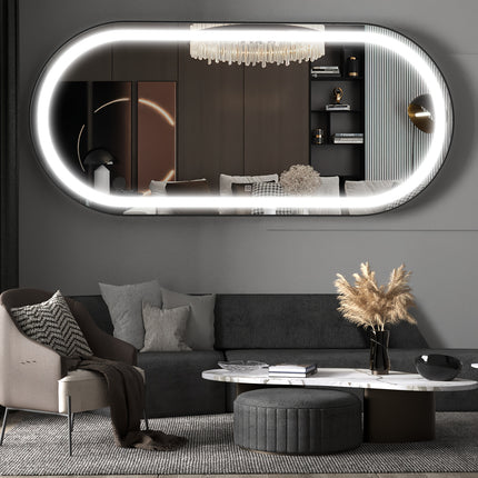 70"x32" Large Luxury Wall Mounted Mirror with LED Lights - Oval Full Length Mirror