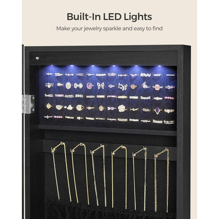 Jewelry Armoire Cabinet - Wall-Mounted with LED Interior Lights, Door-Mounted Organizer