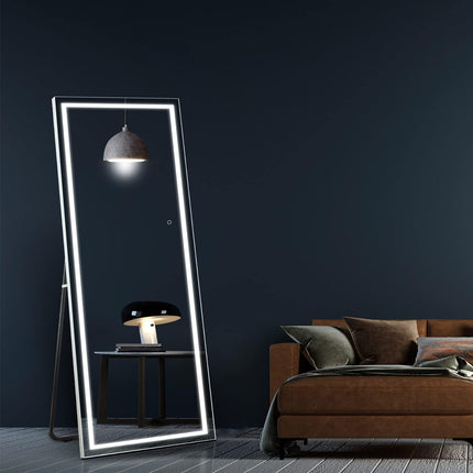 64"x21" Extra Long Full-Length Mirror with LED Lights - Modern Floor Standing