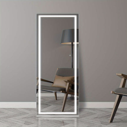 64"x21" Extra Long Full-Length Mirror with LED Lights - Modern Floor Standing
