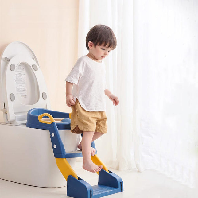 1Pc Folding Toilet Potty Training Seat with Step Stool Ladder, Folding Auxiliary Toilet Seat,