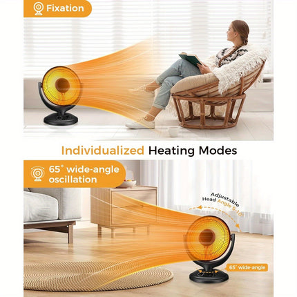 400W/800W Rapid Heating Oscillating Space Heater - Electric Space Heaters with 2-Level Heating,