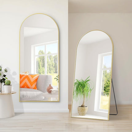 Full Length Mirror, Floor Mirror With Stand, Leaning Wall Mounted Floor Standing Mirror With Aluminum