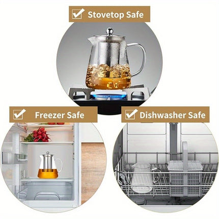 Set of 5 Borosilicate Glass Teapot And Cups, Featuring a Clear Teapot with a Removable Stainless Steel Infuser,