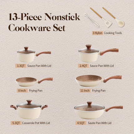 Kitchen Nonstick Cookware Sets with Bakelite Handles,
