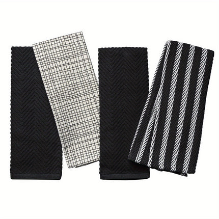 Crosshatch Kitchen Towels, 4-Pack, Quick-Drying and Soft