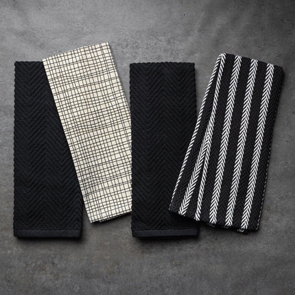 Crosshatch Kitchen Towels, 4-Pack, Quick-Drying and Soft